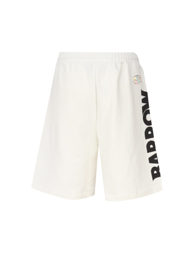 Shop Barrow Bermuda Shorts With Logo And Smiley Writing In Off White