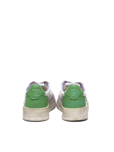 Shop Autry Super Vintage Medalist Low Sneakers In White, Lillac, Green