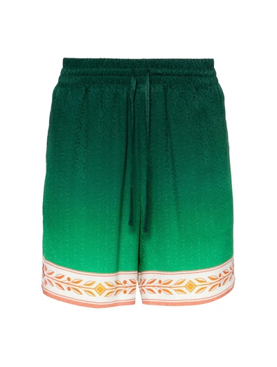 Casablanca Unity Is Power Print Silk Shorts In Multicolour
