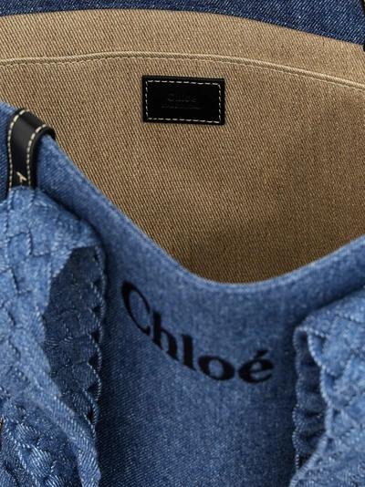 Shop Chloé Small 'woody' Shopping Bag In Blue