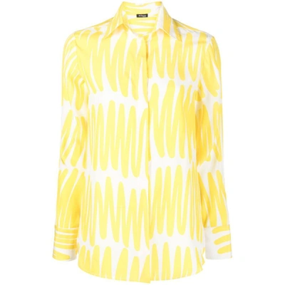 Shop Kiton Shirts In Yellow/white