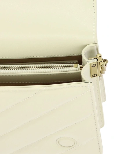 Shop Pinko Classic Love Click Leather Bag In White