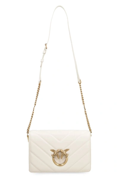 Shop Pinko Classic Love Click Leather Bag In White