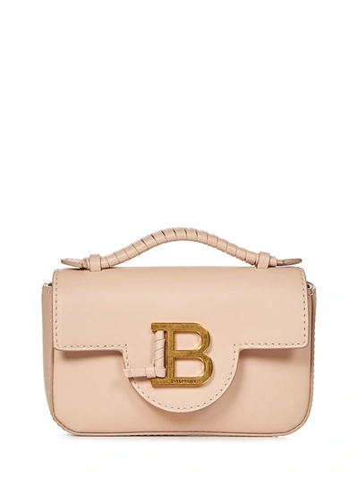 Shop Balmain Paris B-buzz Mini Handbag In Beige