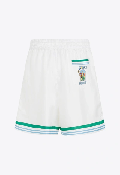 Shop Casablanca Casa Sport Silk Shorts In White