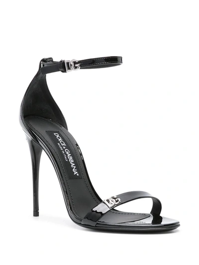 Shop Dolce & Gabbana Sandals With Logo Plaque In Black