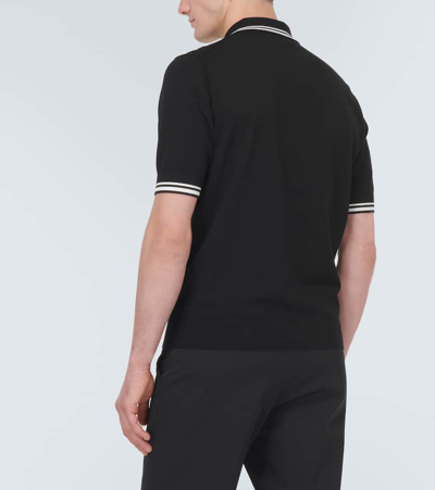 Shop Dolce & Gabbana Logo Cotton Piqué Polo Shirt In Black