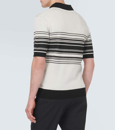 Shop Dolce & Gabbana Logo Striped Silk Jacquard Polo Shirt In Multicoloured