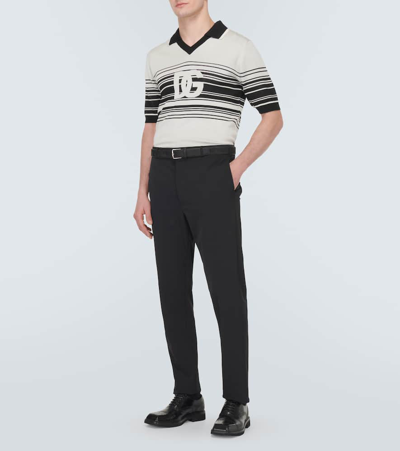 Dolce & Gabbana Stripe-print Silk Polo Shirt In Multicoloured