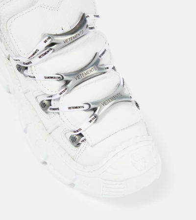 Shop Vetements X New Rock Leather Platform Sneakers In White