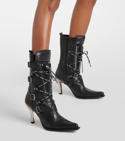 Shop Vetements Protector Leather Knee-high Boots In Black