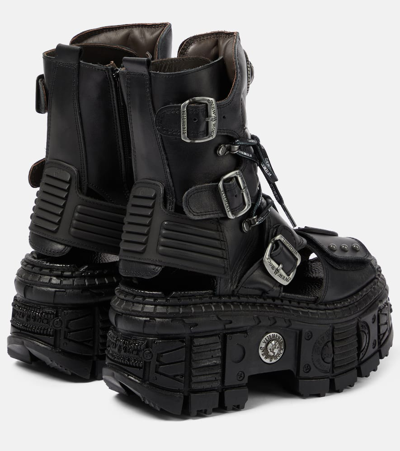 Shop Vetements Leather Platform Boots In Black
