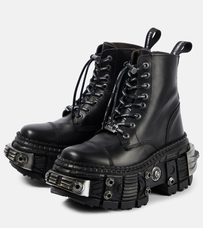 Shop Vetements Destroyer Leather Combat Boots In Black