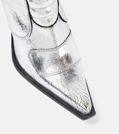Shop Vetements Metallic Leather Ankle Boots In Silver