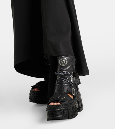 Shop Vetements Leather Platform Boots In Black