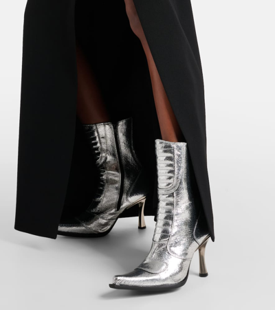 Shop Vetements Metallic Leather Ankle Boots In Silver