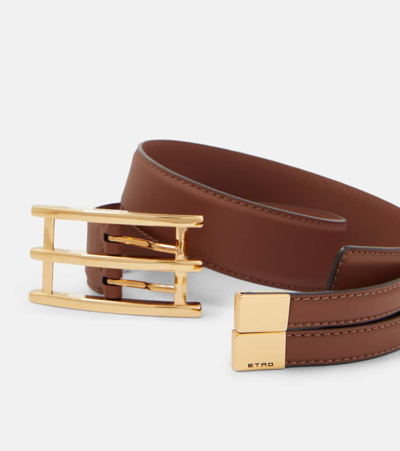 Shop Etro Leather Belt In Brown