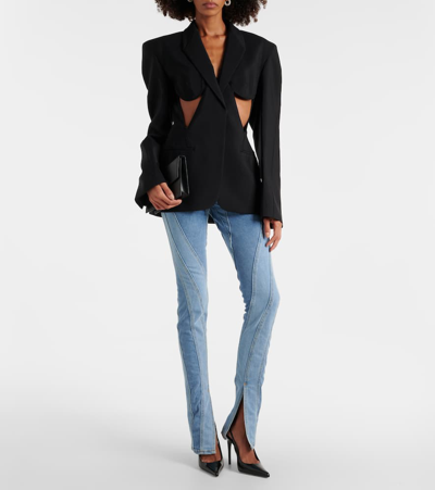 Mugler Single-breasted One Button Jacket In Black