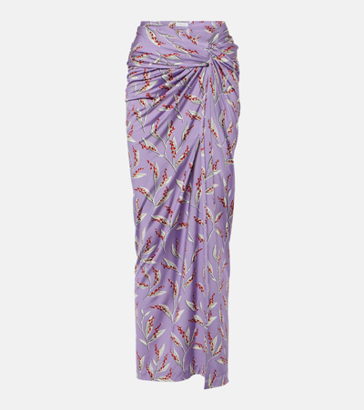 Shop Rabanne Floral Wrap Skirt In Purple