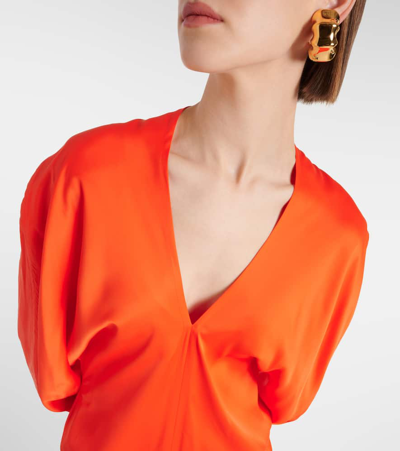 Shop Ferragamo Satin Gown In Orange