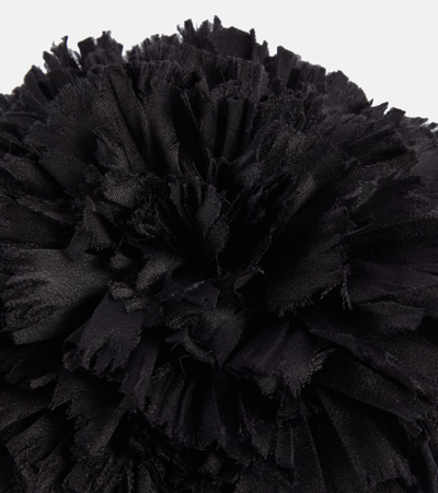 Shop Saint Laurent Floral-appliqué Silk Satin Brooch In Black