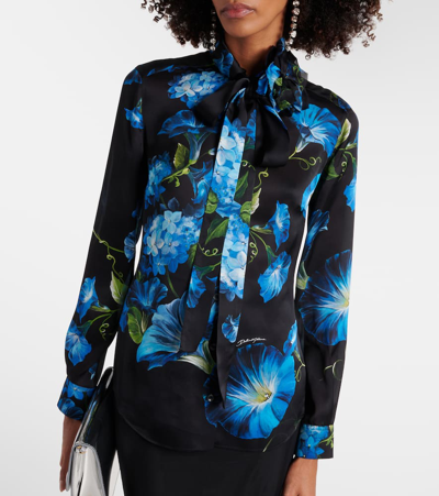 Shop Dolce & Gabbana Floral Silk Blouse In Multicoloured