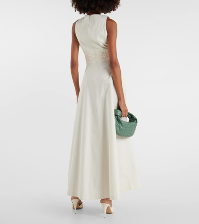 Shop Elie Saab Crochet-detail Cotton Maxi Dress In White