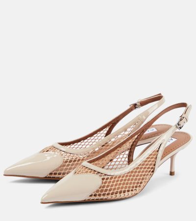 Shop Alaïa Le Caur Fishnet Leather Slingback Pumps In Beige