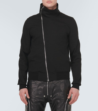 Rick Owens Bauhaus Organic Cotton Zip-up Sweatshirt In Black