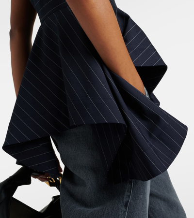 Jw Anderson Sleeveless Wool-blend Peplum Top In Blue