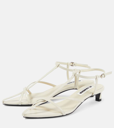 Shop Jil Sander Leather Sandals In White