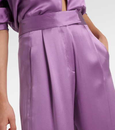 Shop The Sei High-rise Silk Satin Wide-leg Pants In Purple