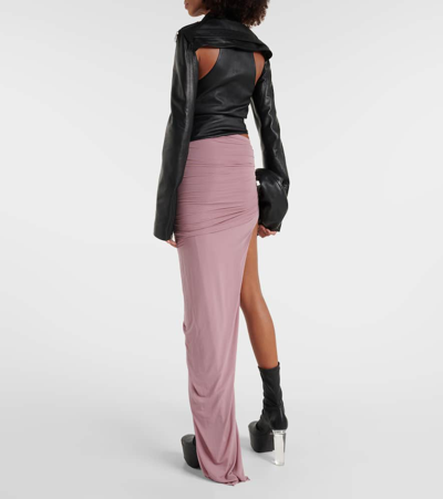 Rick Owens Asymmetric High-rise Cupro-blend Maxi Skirt In Pink