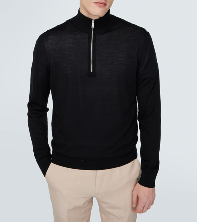 Zegna Mock-neck Half-zip Jumper In Black