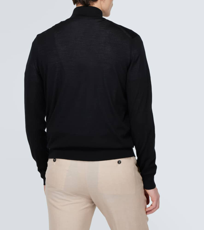 Shop Zegna Wool Half-zip Sweater In Black