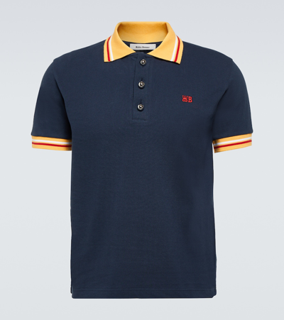 Shop Wales Bonner Sun Cotton Polo Shirt In Blue