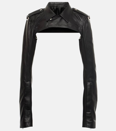 Shop Rick Owens Leather Shrug In Black