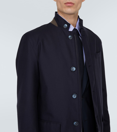 Shop Herno Cotton, Cashmere, And Silk Coat In Blue