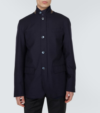 Shop Herno Cotton, Cashmere, And Silk Coat In Blue