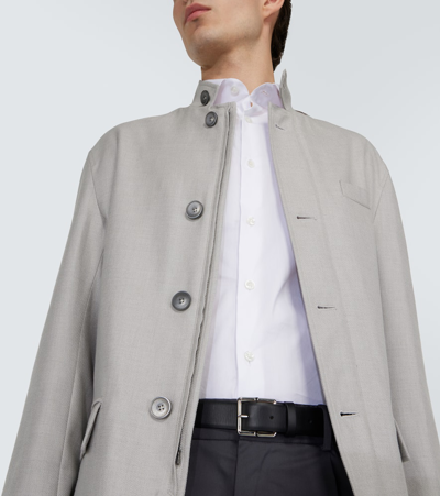 Shop Herno Cotton, Cashmere, And Silk Coat In Grey