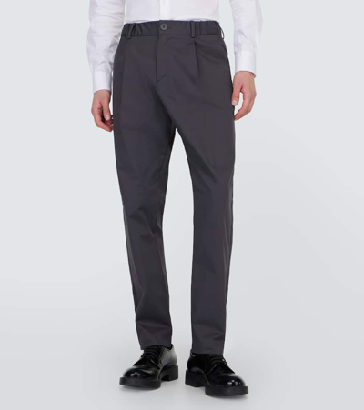 Shop Herno Cotton-blend Straight Pants In Grey
