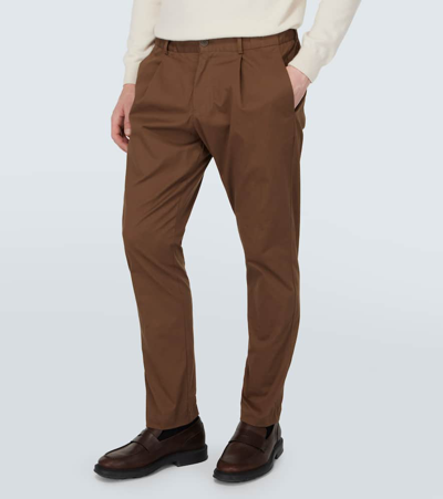 Shop Herno Cotton-blend Straight Pants In Brown