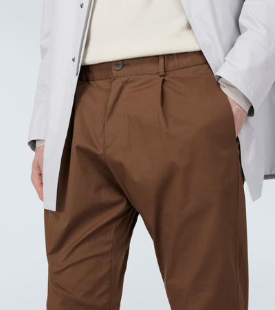 Shop Herno Cotton-blend Straight Pants In Brown