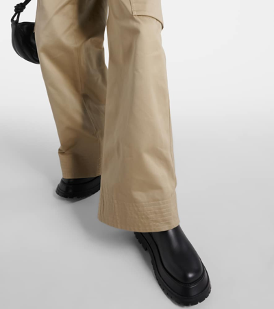 Sacai High-rise Cotton Gabardine Straight Pants In Beige