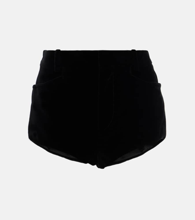 Shop Tom Ford Cotton Velvet Shorts In Black