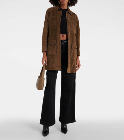 Shop Tom Ford Suede Coat In Brown