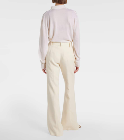 Shop Gabriela Hearst Rhein High-rise Wool Flared Pants In White