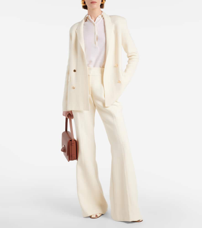 Shop Gabriela Hearst Rhein High-rise Wool Flared Pants In White