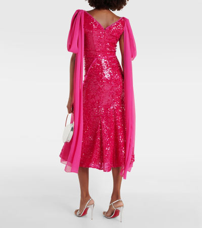 Shop Erdem Sequined Midi Dress In Pink