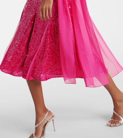 Shop Erdem Sequined Midi Dress In Pink
